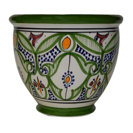 Pot de Fleurs Marocain Fait Main en Céramique Multicolore avec Drainage