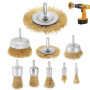Lot de 9 Brosses Métalliques Rotatives pour Perceuse - Nettoyage et Détachage