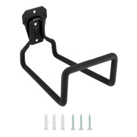 Support Mural Noir pour Tuyau d'Arrosage - Capacité 50 kg