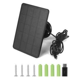 Panneau Solaire QWORK 4W avec Adaptateur Type-C et Câble de 3m pour Caméra de Sécurité Extérieure