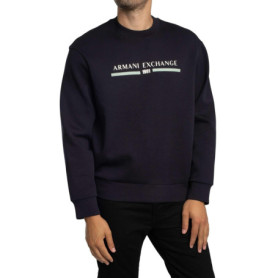 Sweat-Shirt Armani Exchange à Col Rond pour Homme - Bleu Foncé