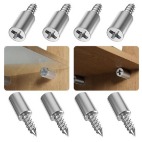 Lot de 20 Supports d'Étagère Argentés avec Protection en Caoutchouc