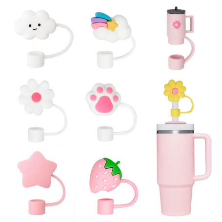 YISCOKO Lot de 8 Couvercles en Silicone Anti-Poussière pour Pailles Stanley