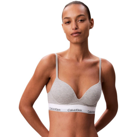 Soutien-Gorge Push-Up Femme Calvin Klein Plunge Rembourré Gris