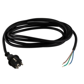 Câble d'alimentation REV 5 m avec prise de terre - H05RR-F 1,5 mm² Noir