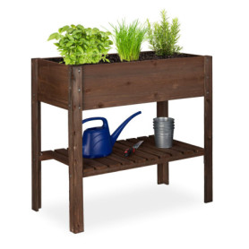 Carré Potager en Bois Relaxdays pour Balcon et Terrasse - Jardinière Sur Pied