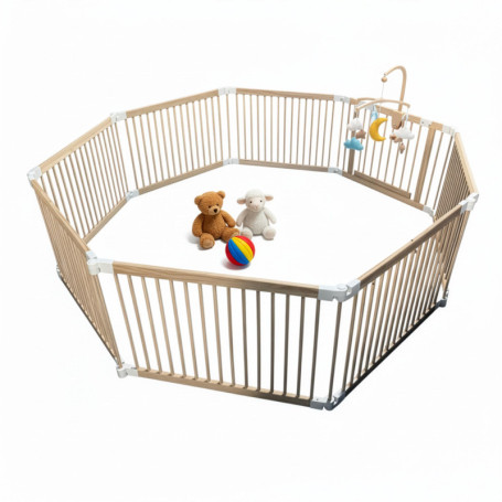 Parc pour Bébé Flexible en Bois de Pin Relaxdays - Aire de Jeux Sécurisée 61 x 84,5 cm