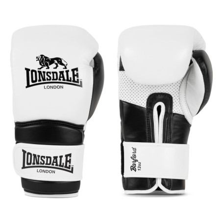 Gants de Boxe Lonsdale Barford en Cuir Blanc et Noir