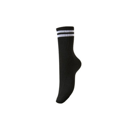 Chaussettes Femme Noires à Rayures Blanches PIECES - Confort et Élégance