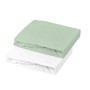 Lot de 2 Draps-Housses Jersey Blanc et Vert pour Lit Bébé 60x120 cm