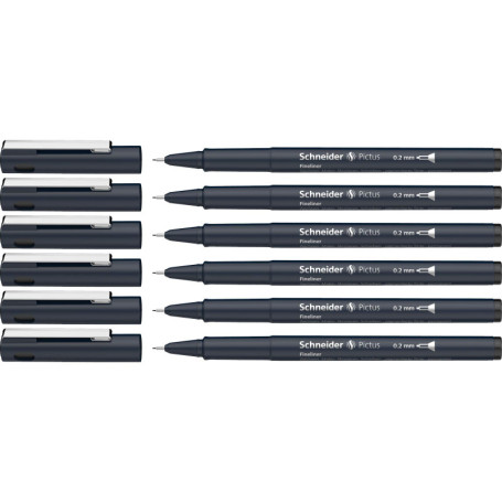 Schneider Pictus Lot de 6 Feutres Fins Noirs - Précision et Durabilité