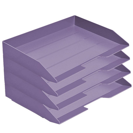 Corbeille à Courrier Empilable Acrimet - Organiseur de Bureau Violet (Lot de 4)