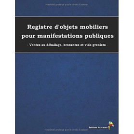 Registre Bleu pour Objets Mobiliers - Manifestations Publiques
