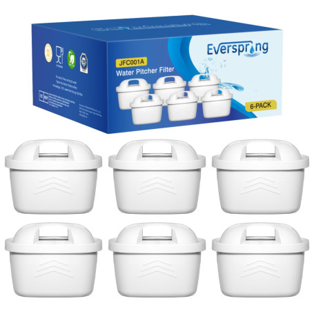 EVERSPRING Filtre à eau pour bouilloire Compatible Avec Brita Maxtra+, Maxtra Plus, Mavea, Anna Duomax, 6 pièces