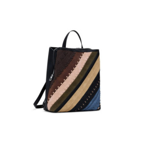 Sac à dos Desigual Quebec Whipstitch en cuir marron multicolore