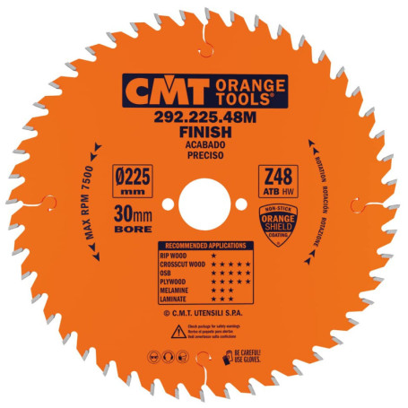 Scie Circulaire CMT Orange Tools 225 mm - 48 Dents ATB