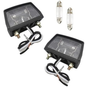 Éclaireur de Plaque Immatriculation Rebadis pour Remorque - Lot de 2 avec Ampoules