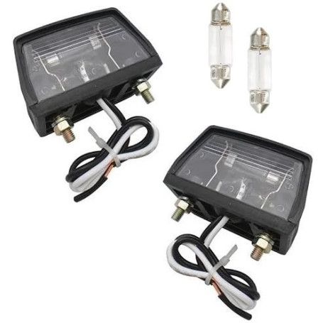 Éclaireur de Plaque Immatriculation Rebadis pour Remorque - Lot de 2 avec Ampoules