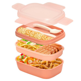 Cozary Boîte à Lunch Rose 1900ML avec Compartiments et Couverts