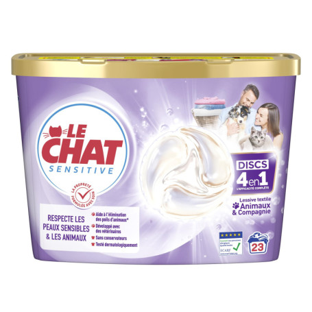 Lessive Capsules Le Chat Sensitive pour Animaux - 23 Lavages