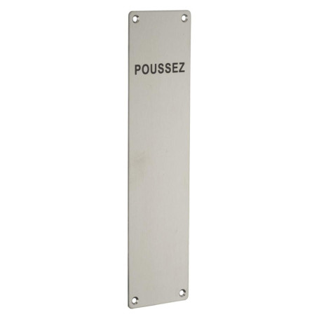 Plaque de Poussée en Inox THIRARD avec Marquage Noir - Poignée de Tirage pour Porte Bois