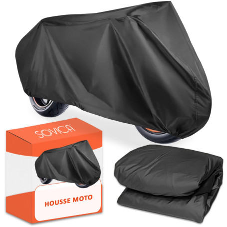 Housse de Moto Imperméable Grande Taille 240 x 140 cm - Protection Extérieure Noir