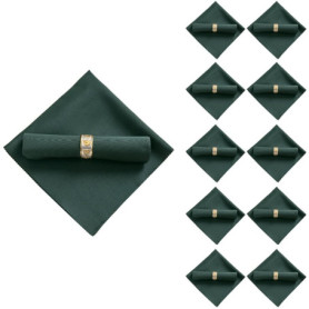 Lot de 10 serviettes en tissu polyester vert foncé pour événements