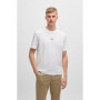 T-Shirt BOSS Hommes en Coton Stretch Blanc avec Imprimé Logo