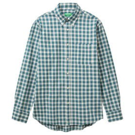 Chemise en Coton Organique à Motif Check - Vert - United Colors of Benetton - XL