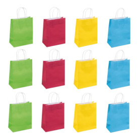 Sac Cadeau Élégant en Papier Kraft - 12 Pièces Multicolores