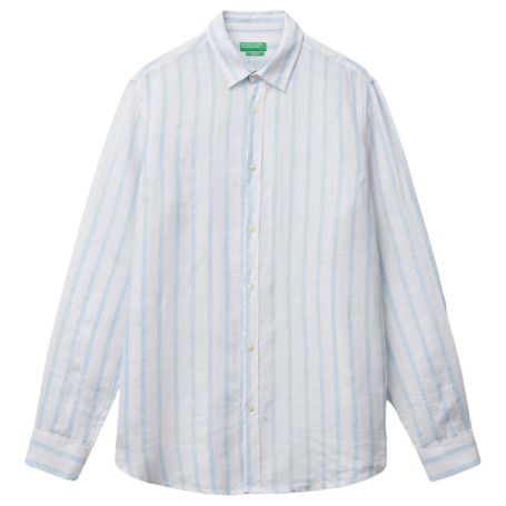 Chemise en Lin Rayée Blanc pour Homme - United Colors of Benetton