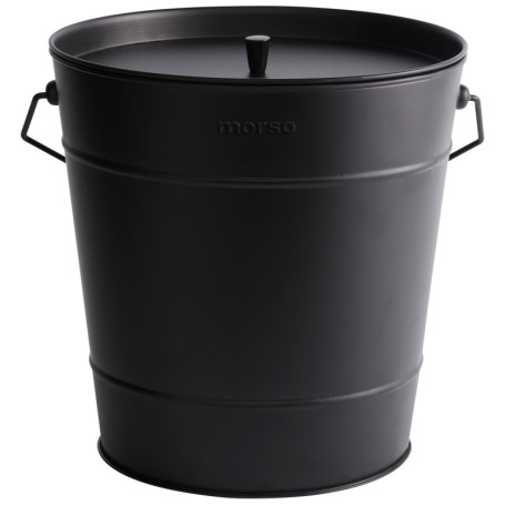 Morsø Seau à Cendres Ignifuge avec Couvercle - Design Élégant Noir Mat - 13 Litres
