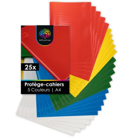 Pack de 25 Protège-Cahiers A4 Colorés OfficeTree - Protection Raphia
