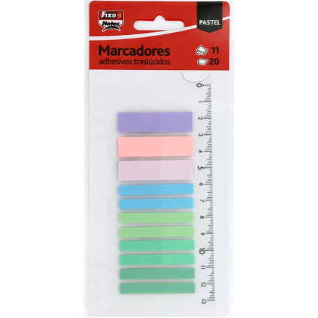 Fixo Notes - 220 Marqueurs Adhésifs Pastel avec Règle 13 cm