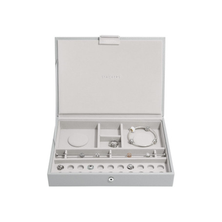 Boîte à bijoux classique Stackers en gris galet avec couvercle