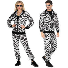 Survêtement Fantaisie Années 80 Zèbre Noir pour Carnaval et Fêtes