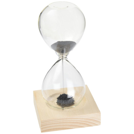 Sablier Magnétique en Bois - 16 cm avec Sable Noir et Aimant