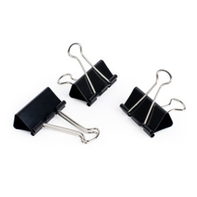 Pavo - Lot de 12 Pinces Clip Métalliques Repliables Noires 32mm
