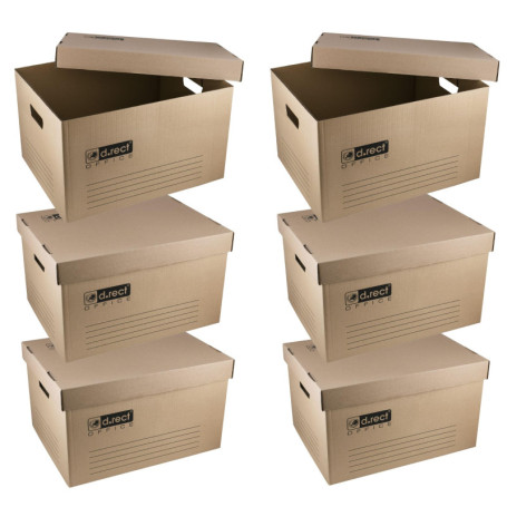 D.RECT KEEP.IT - Lot de 6 Boîtes d'Archives avec Couvercle Séparé en Carton Renforcé
