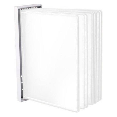Système Mural de Présentation A4 Leviatan avec 10 Panneaux en Métal Blanc