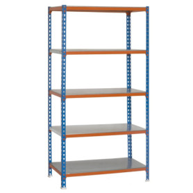 Étagère de Rangement Semiprofessionnelle Simon Rack - 5 Niveaux, 180 kg, 1800x800x400 mm, Bleu/Orange