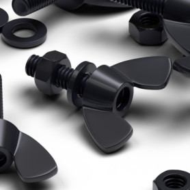 Pack de 50 Écrous Papillon en Nylon M5 x 20mm - Vis à Métaux Noires