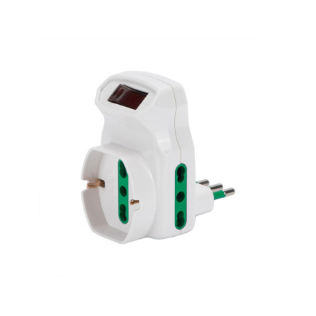 Adaptateur Multiple Blanc avec Interrupteur et 3 Prises Sécurisées