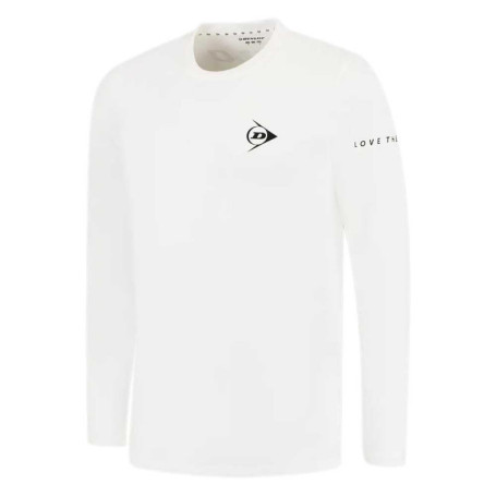 Maillot de Tennis DUNLOP Essentials à Manches Longues - Blanc/Noir