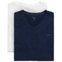 Pack de 2 T-Shirts Col V GANT - Bleu Marine et Blanc pour Hommes