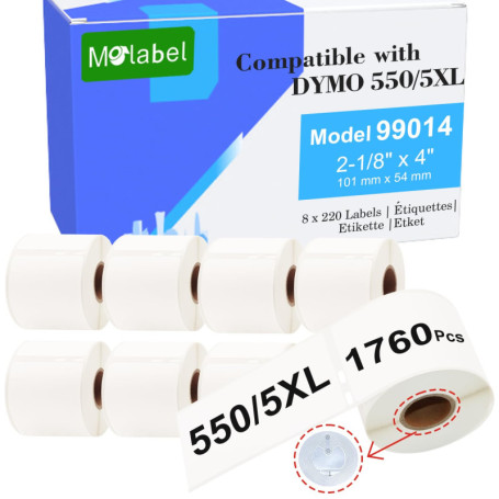 Étiquettes d'adresse Molabel pour imprimantes Dymo - 8 rouleaux, 220 étiquettes par rouleau
