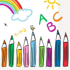 Lot de 20 serviettes en papier colorées pour la rentrée des classes
