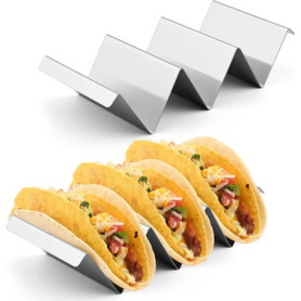 Support à Tacos en Acier Inoxydable - Lot de 2 pour Hot-Dogs et Sandwichs
