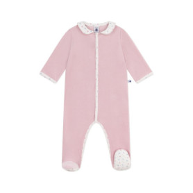 Pyjama Bébé en Velours avec Col Fleuri Petit Bateau