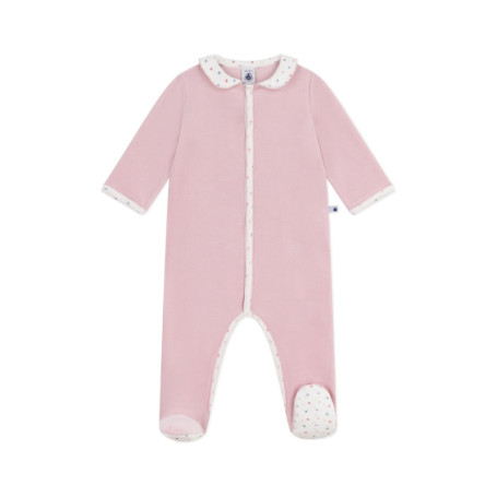 Pyjama Bébé en Velours avec Col Fleuri Petit Bateau